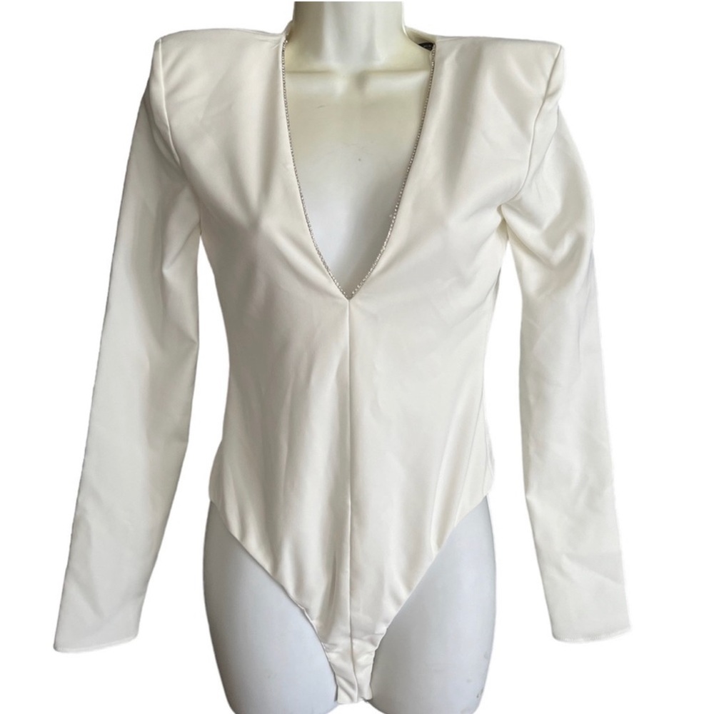Zara Rhinestone V-Neck Bodysuit